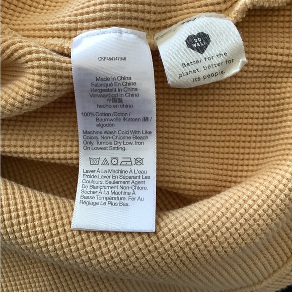 Madewell MWL Waffle Half-Zip Shirttail Sweatshirt Yellow Gold Size Medium - Picture 4 of 4